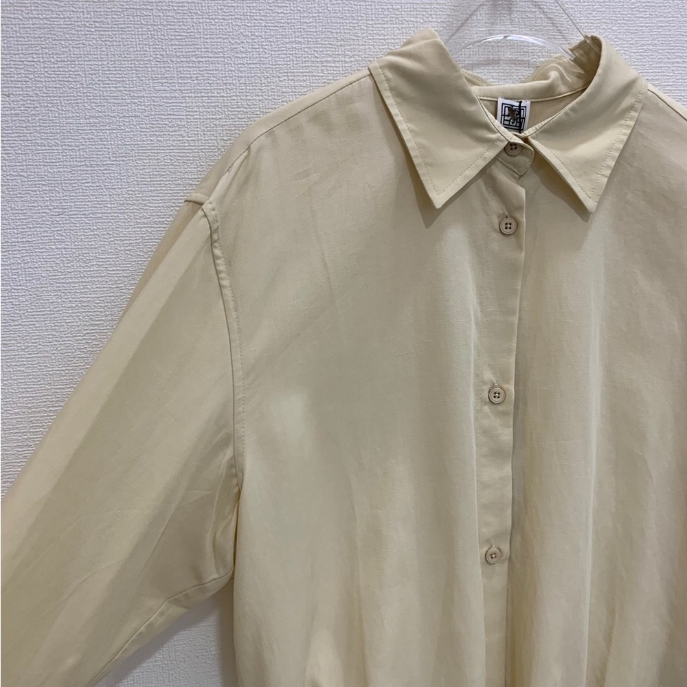 Toteme Light Yellow Drawstring-Hem Button Down Shirt - Picture 5 of 9